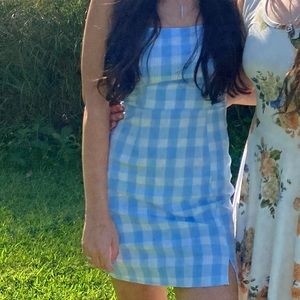 Blue Gingham Mini Dress